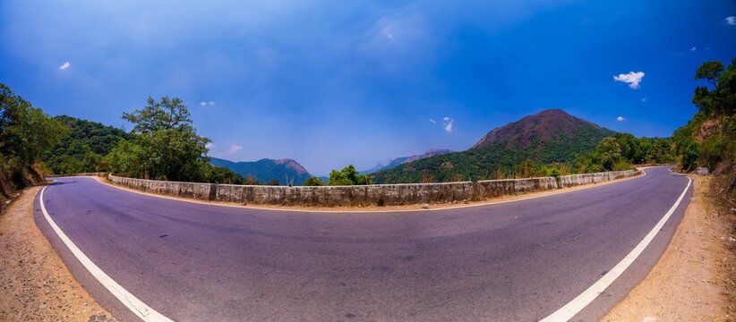 Charmadi Ghat, Mudigere, Karnataka india- 11th april 2023 : Charmadi ghat, one of the western ghat section of south karnataka, India.
