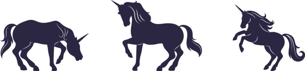 Silhouette Icon on White Background Horse Black 