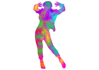 Fototapeta na wymiar Watercolor Dancer drawing, silhouette of a dancing person, Watercolor dancing, Hiphop, Classical