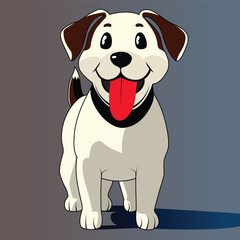 Cute Dog Cartoon Vector Illustration. Smiling Cartoon Style.