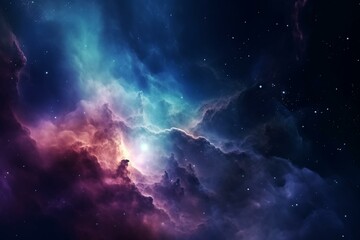 Fototapeta na wymiar Cosmic background with a nebula in deep space. Generative AI
