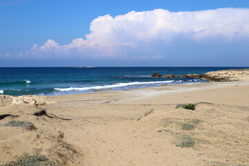 Coast of the Mediterranean Sea in northern Israel.