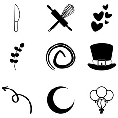 black and white icons set