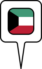 Kuwait flag Map pointer icon, square design.