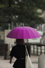 紫の傘の女性