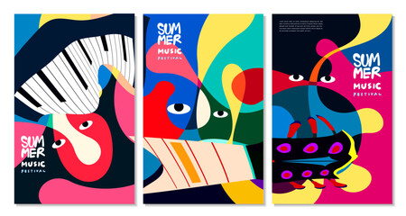 Vector illustration colorful summer music festival banner