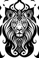 Obraz premium Portrait Silhouette Sketch drawing of a lion, Drawing of Lion, Engraving style Wild animals Vector illustration Portrait, , Lion Head profile, Lion Portrait isolated on a transparent background 