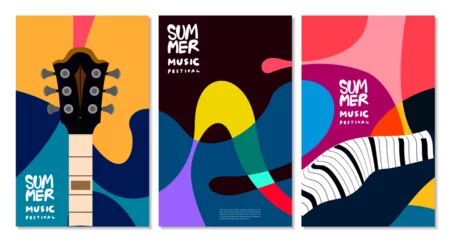 Deurstickers Vector illustration colorful summer music festival banner © yahya