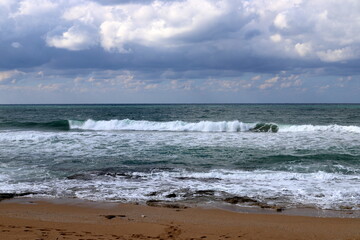 Coast of the Mediterranean Sea in northern Israel.