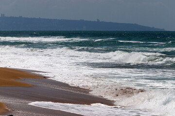 Coast of the Mediterranean Sea in northern Israel.