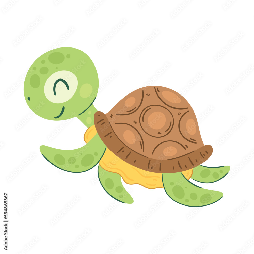 Sticker Happy turtle mascot design