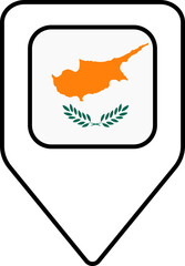Cyprus flag map pin navigation icon, square design.
