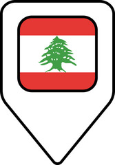 Lebanon flag map pin navigation icon, square design.