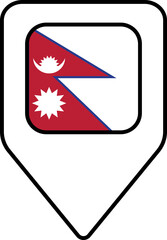 Nepal flag map pin navigation icon, square design.