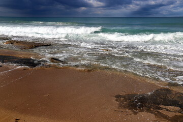Coast of the Mediterranean Sea in northern Israel.