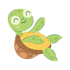 Happy turtle mascot illustration