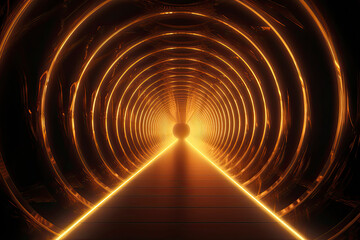 Abstract background, tunnel of glowing arcs. 3D render