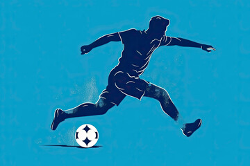 football soccer player man in action isolated blue background