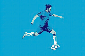 Fototapeta premium football soccer player man in action isolated blue background