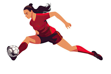 football soccer player woman in action isolated white background