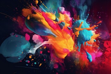 Fototapeta na wymiar wallpaper expressing vibrant freewheeling movements of digital colorful paint. generative AI