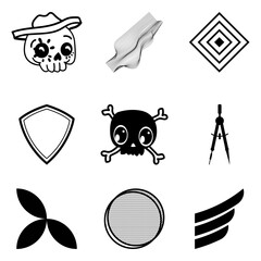 illustration of a shield and a sword and decoration