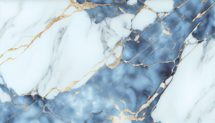 Generative AI, Glossy Blue and White Marble Texture