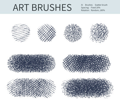 Collection of black brushes. Vector illustration. Isolated on white background.