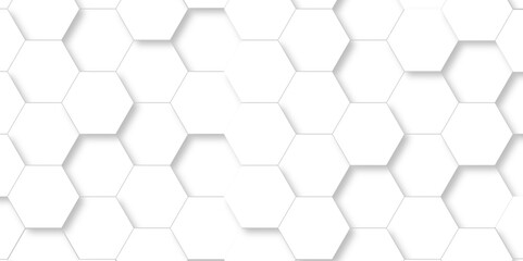 3d Hexagonal structure futuristic white background and Embossed Hexagon , honeycomb white Background ,light and shadow ,Vector.	