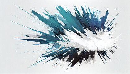 Generative AI, Abstract Blue Paint Strokes on White Canvas