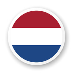 Flag of Netherlands flat icon. Round vector element with shadow underneath. Best for mobile apps, UI and web design.
