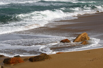 Coast of the Mediterranean Sea in northern Israel.