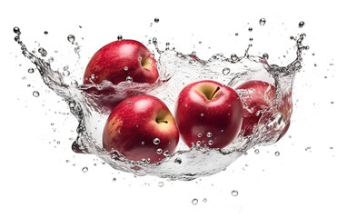 Fototapeta na wymiar Fresh Apples fruit in splash of water isolated on white background. Fresh Apples fruit dropped into water with a splash. Generative AI.
