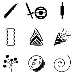 black and white icons set