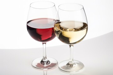 red wine and white wine isolated on white. Generative AI