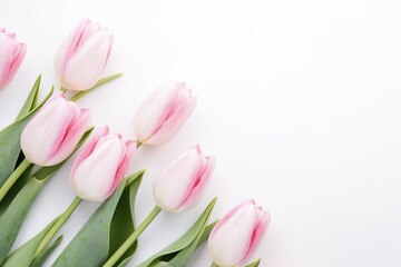 Pink tulip background. Generative AI.