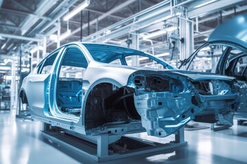 Obraz na płótnie Canvas Sustainability in production automotive supplier. Generative AI.