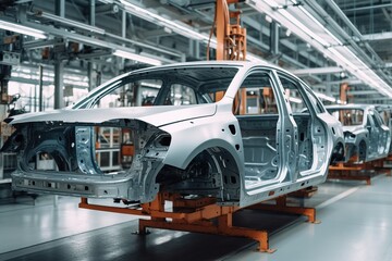 Naklejka premium Sustainability in production automotive supplier. Generative AI.