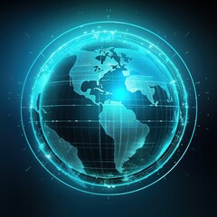 Naklejka premium Light blue globe, sense of technology. Generative AI.