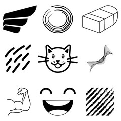 set of funny animals and icons