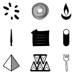 black and white icons set