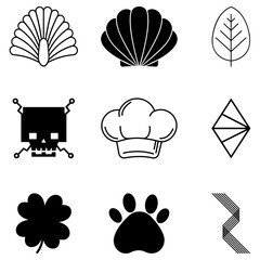 set of black and white icons for web