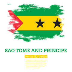 Sao Tome and Principe Flag with Brush Strokes. Independence Day.