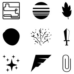 black and white icons set