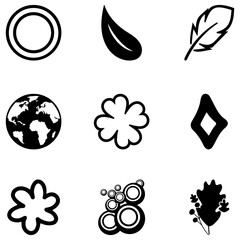 black and white icons set
