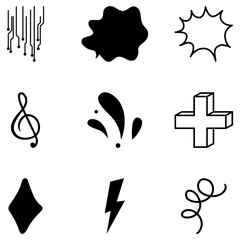 set of black and white icons for design