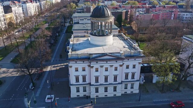 Drone shot of The Br&ouml;han Museum ( Berggruen Museum ) . It is a Berlin state museum for Art Nouveau, Art Deco, and Functionalism, located in Berlin's Charlottenburg district