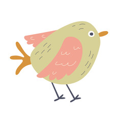 Summer Spring illustration with cartoon funny bird