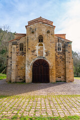 Obraz premium Very old Romanesque church of San Miguel de Lillo, in the north of Spain, Asturias.
