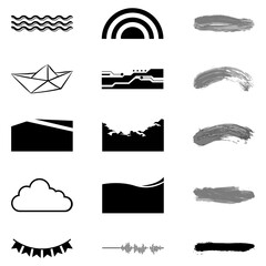 set of black and white icons